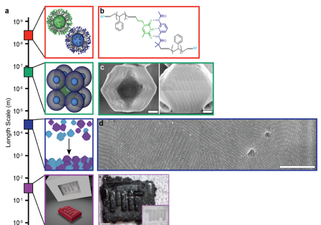 Nanocomposite tecton processing developed in-house leads to bulk solids with simultaneous structural control across seven orders of magnitude on the length scale